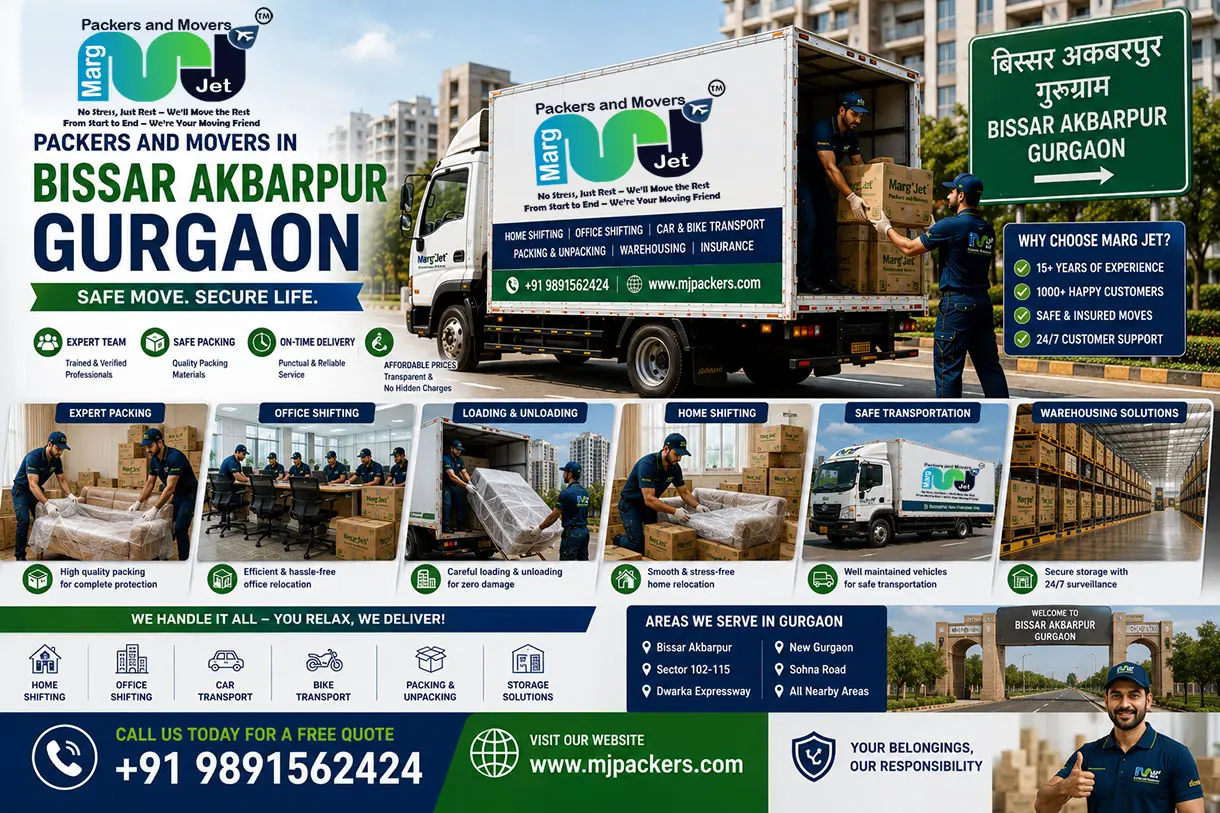 Packers and Movers in Bissar Akbarpur Gurgaon - Marg Jet Packers and Movers