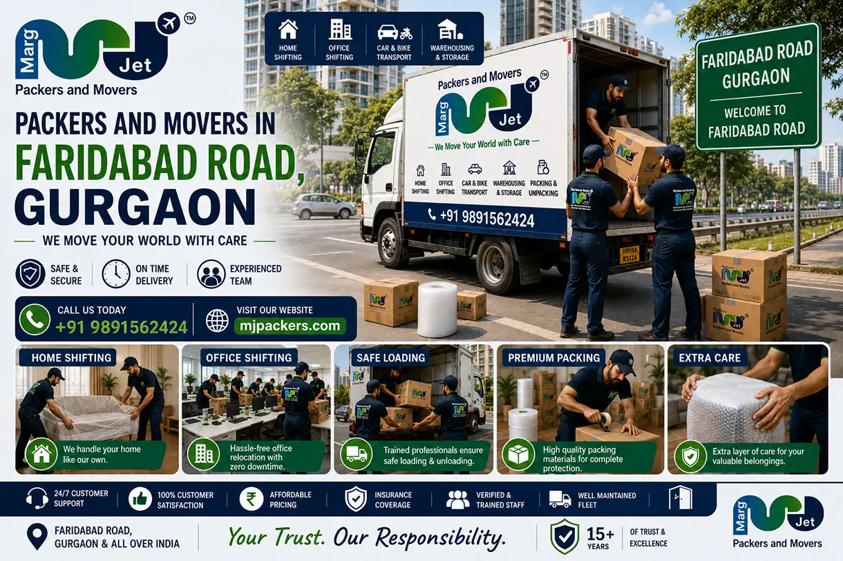 ackers and Movers in Gurgaon-Faridabad Road Gurgaon  – Marg Jet Packers and Movers in Gurgaon-Faridabad Road