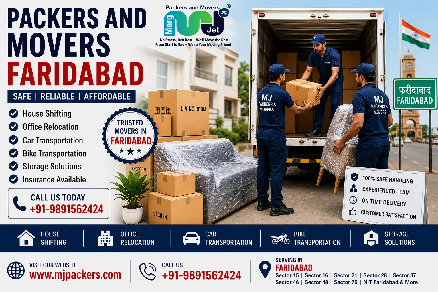 Best Packers and Movers in Sector 28 Faridabad – Marg Jet Packers and Movers