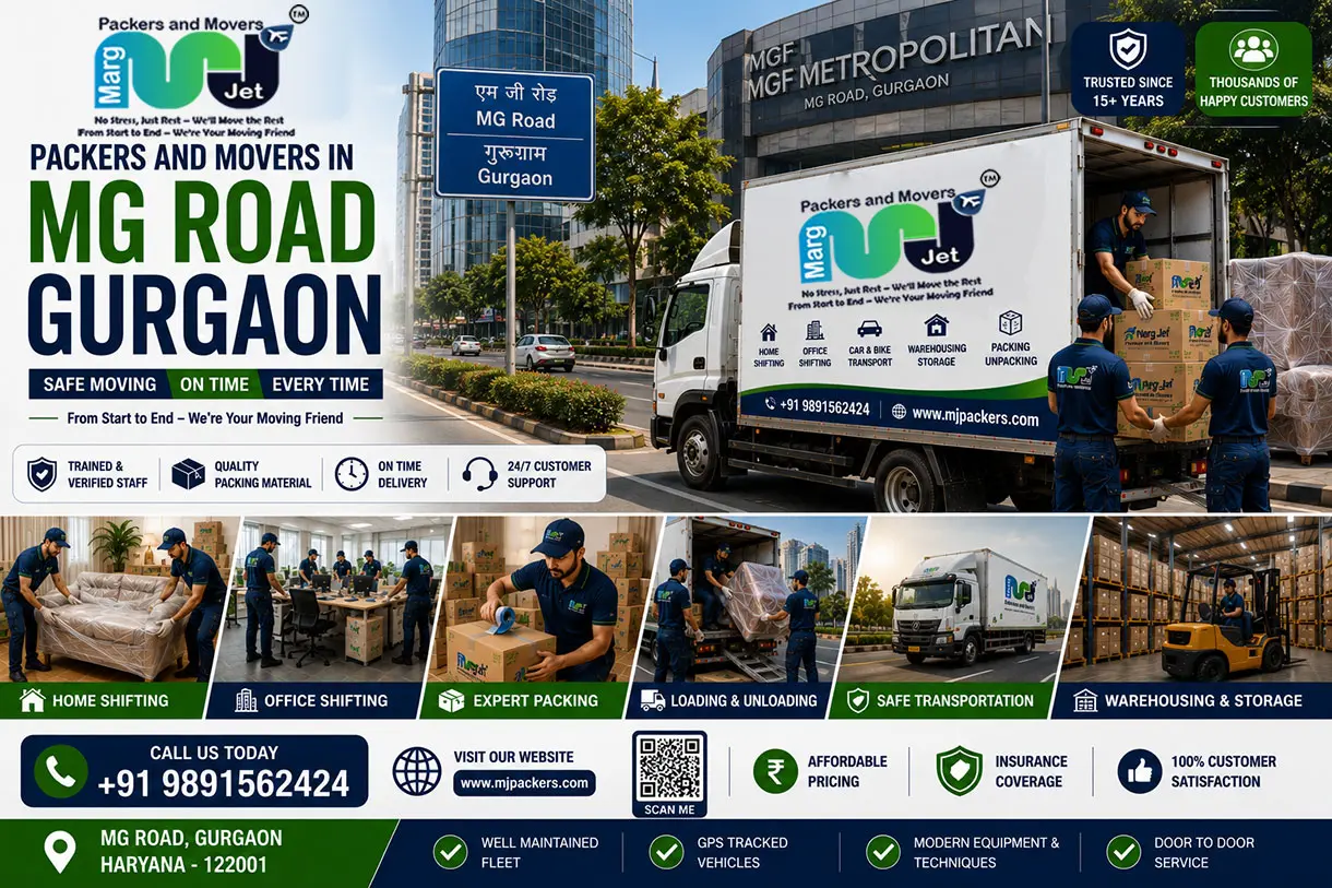 Packers and Movers in MG Road Gurgaon  – Marg Jet Packers and Movers in MG Road