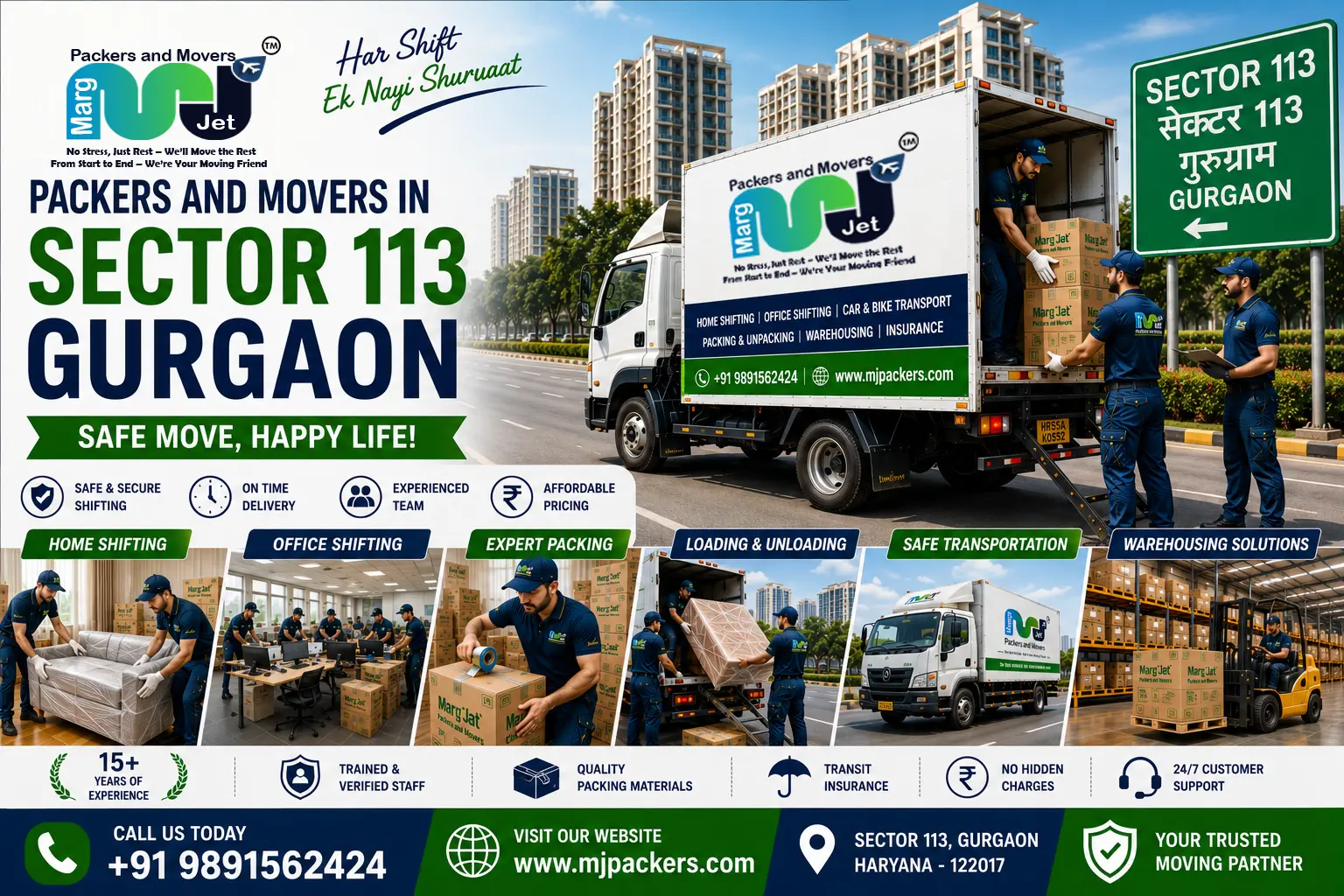 Packers and Movers in Sector 113 Gurgaon – Marg Jet Packers and Movers