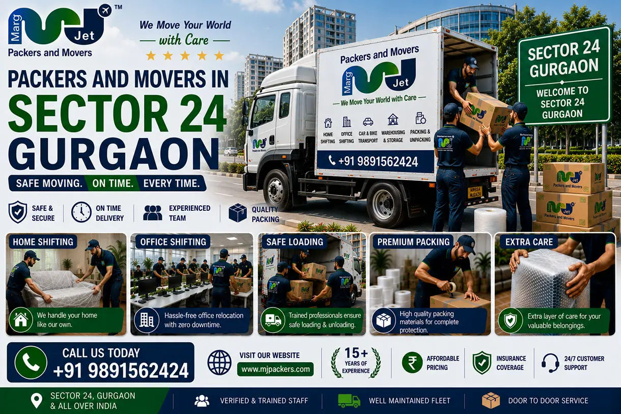 Best Packers and Movers in Sector 24 Gurgaon – Marg Jet Packers and Movers