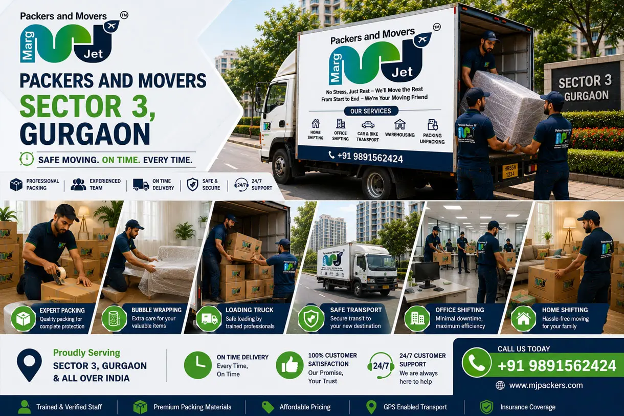 Packers and Movers in Sector 3 Gurgaon  – Marg Jet Packers and Movers in Sector 3