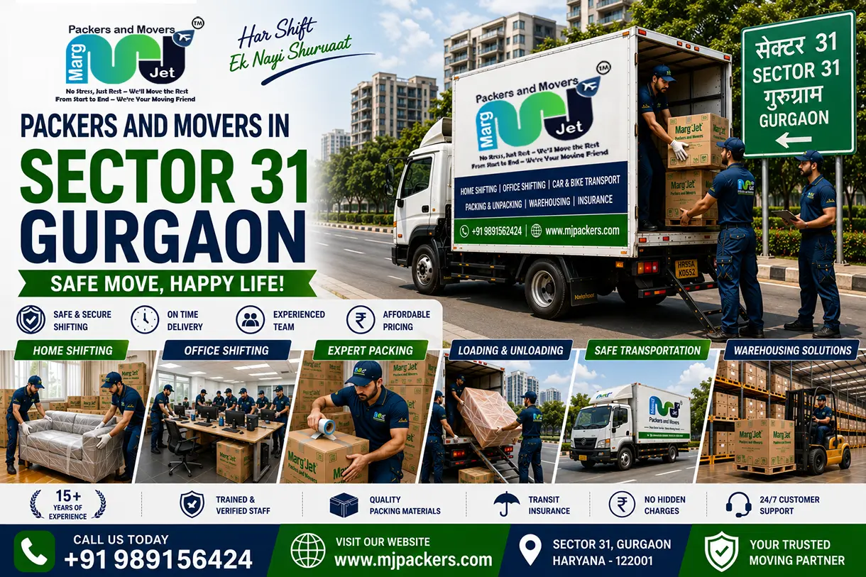 Best Packers and Movers in Sector 31 Gurgaon Marg Jet Packers and Movers