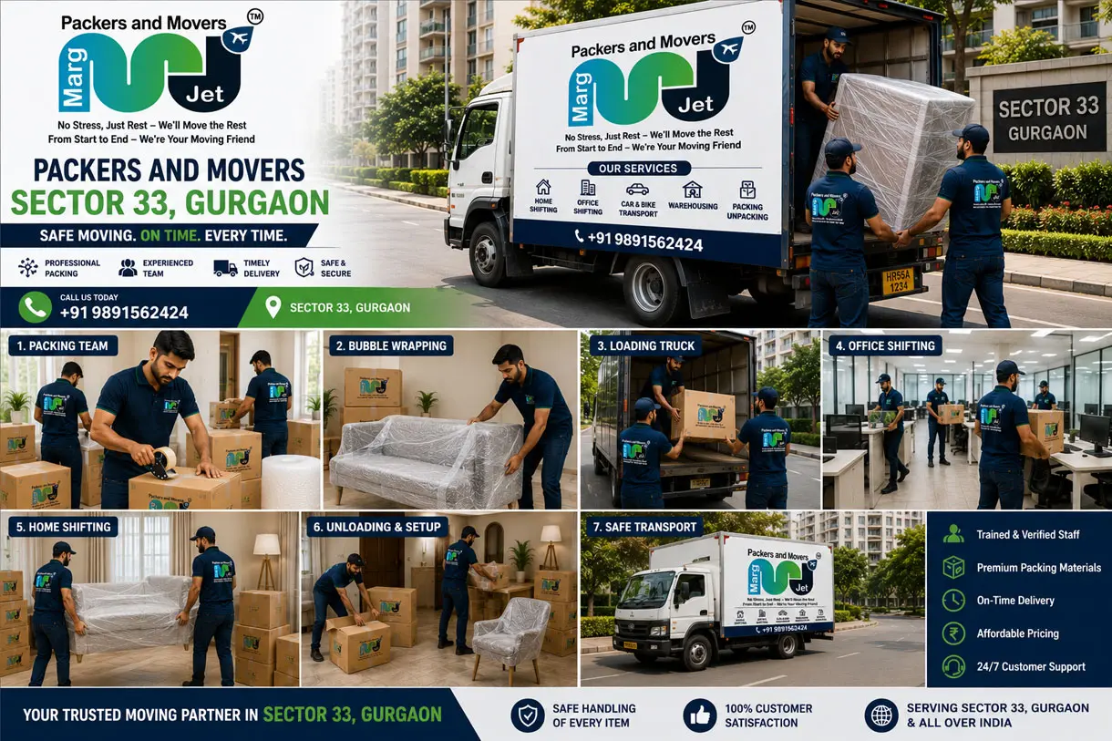 Best Packers and Movers in Sector 33 Gurgaon – Marg Jet Packers and Movers