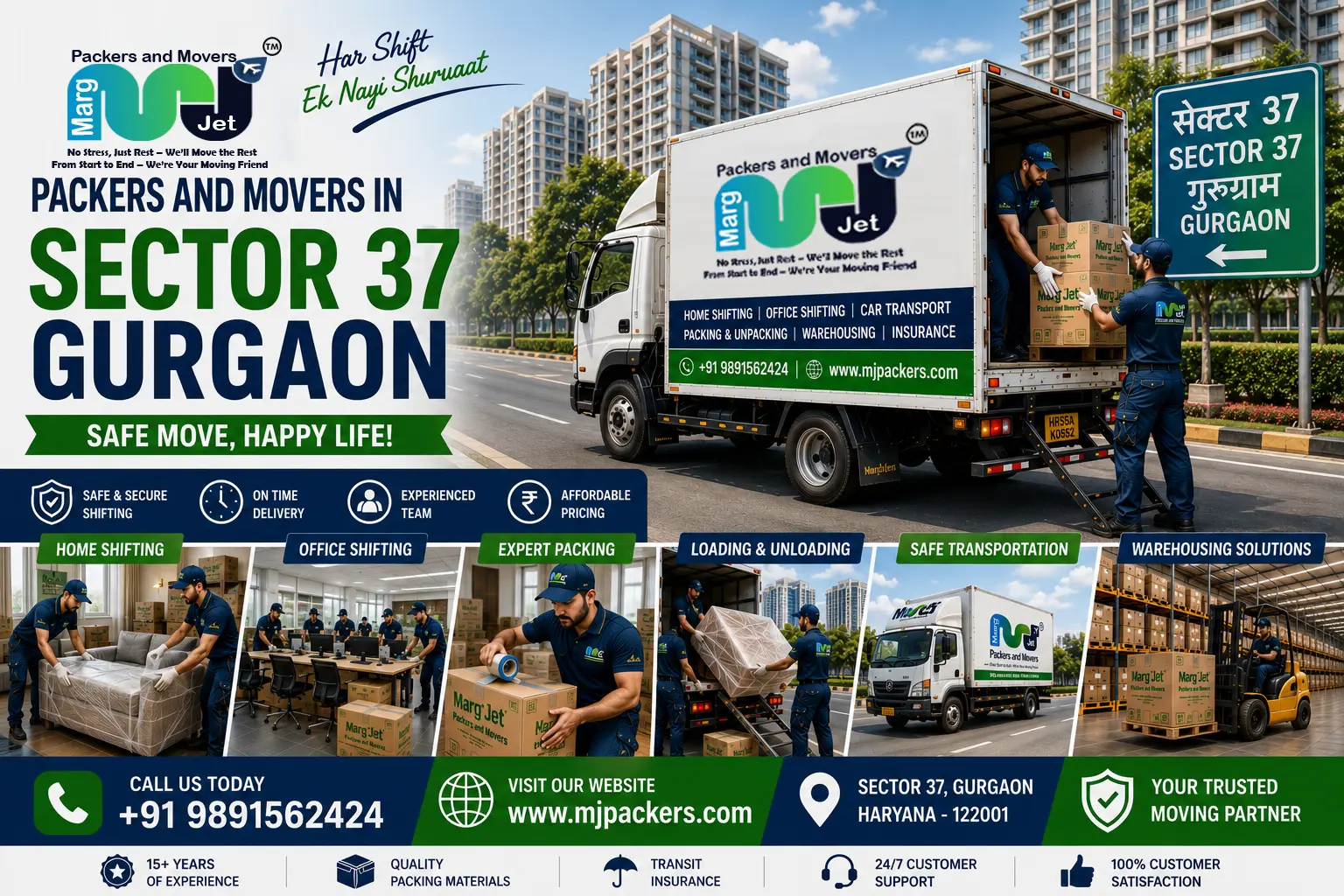 Best Packers and Movers in Sector 37 Gurgaon – Marg Jet Packers and Movers