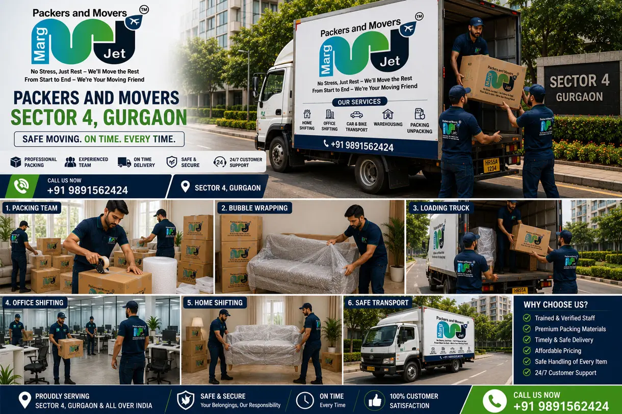 Packers and Movers in Sector 4 Gurgaon  – Marg Jet Packers and Movers in Sector 4