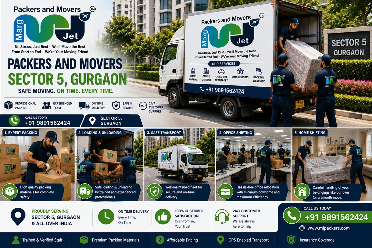 Movers and Packers in Sector 5 Gurgaon – Marg Jet Packers and Movers