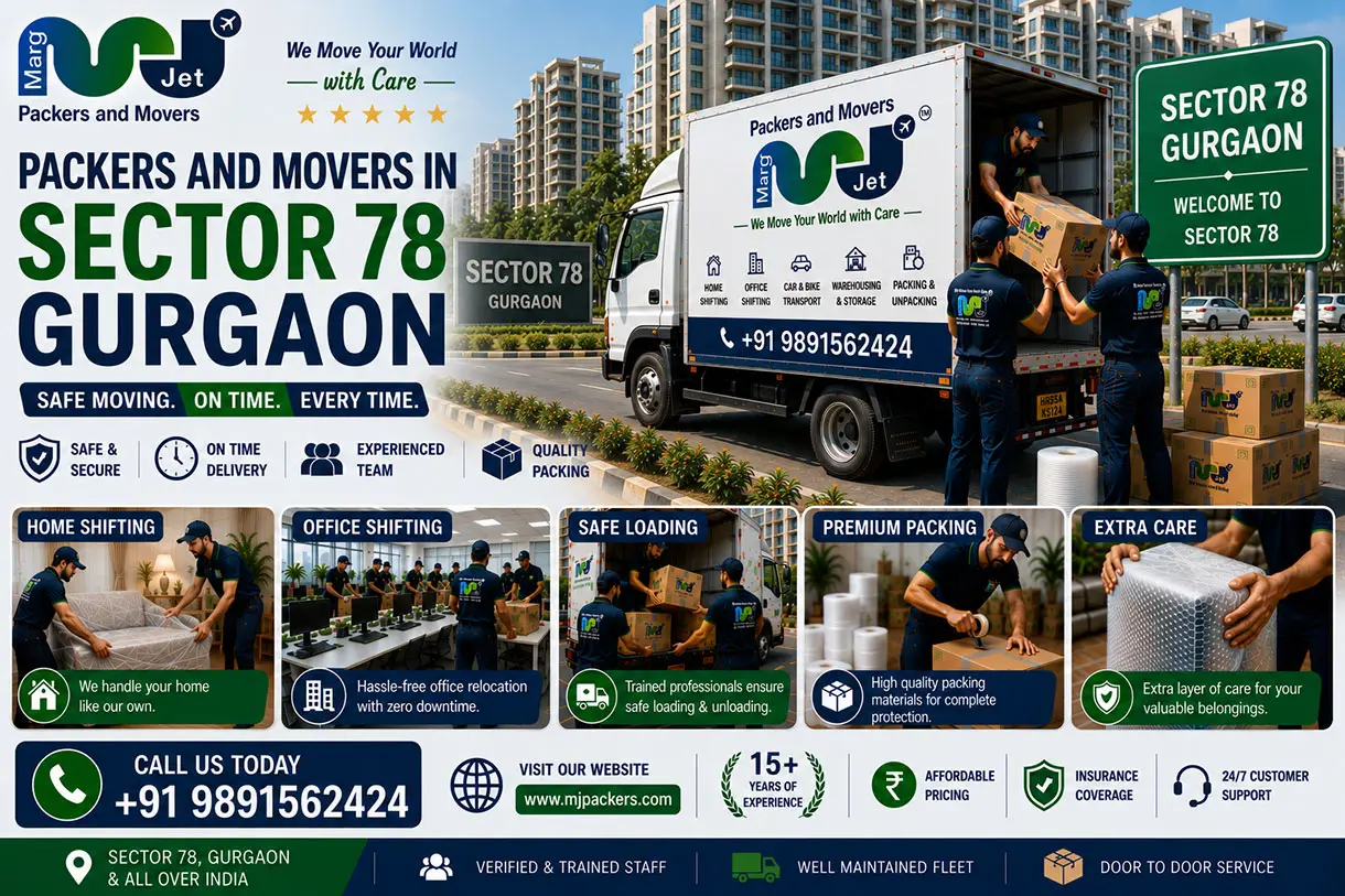 Marg Jet Packers and Movers – Best Packers and Movers in Sector 78 Gurgaon
